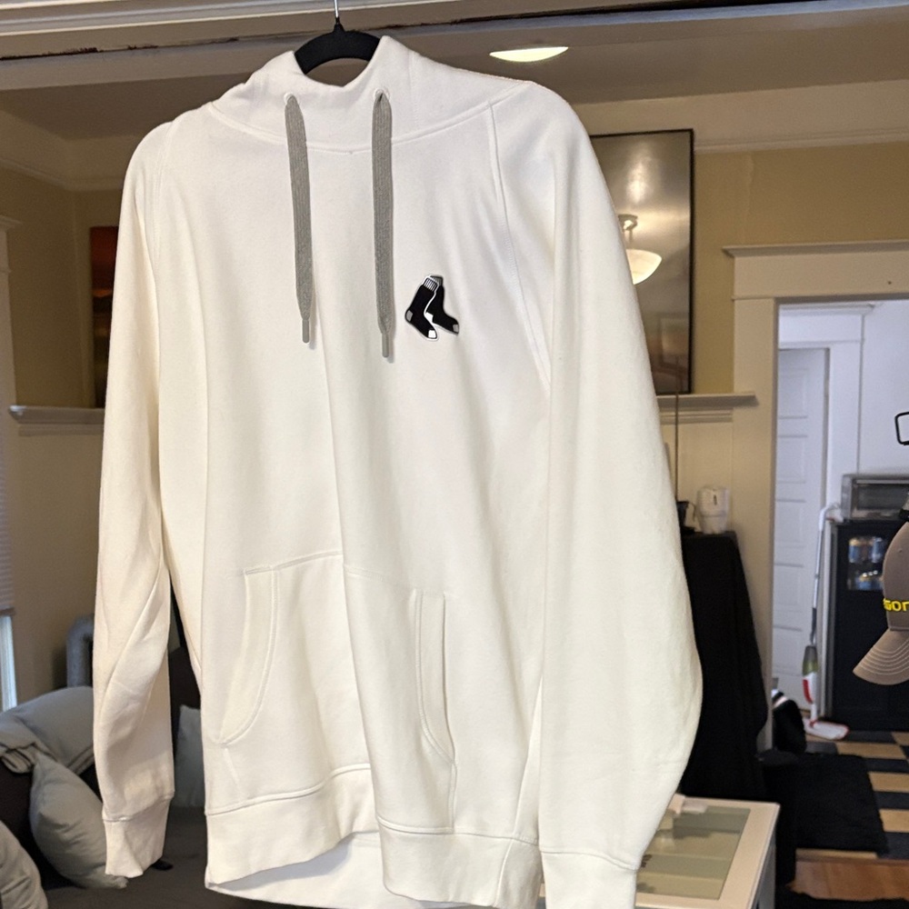 Antigua White Hoodie with Red Sox logo.